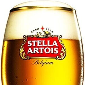Set of 2 Stella Artois 50CL Gold Rimmed Beer Glasses Chalices NEW 8.5"